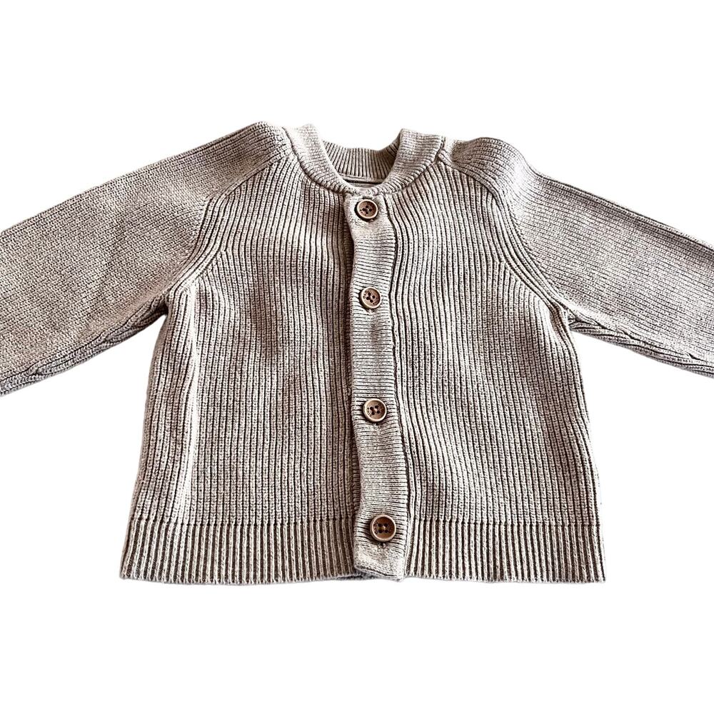 Zara boys nuetral ribbed cardigan sweater in oatmeal size 6-9 months
